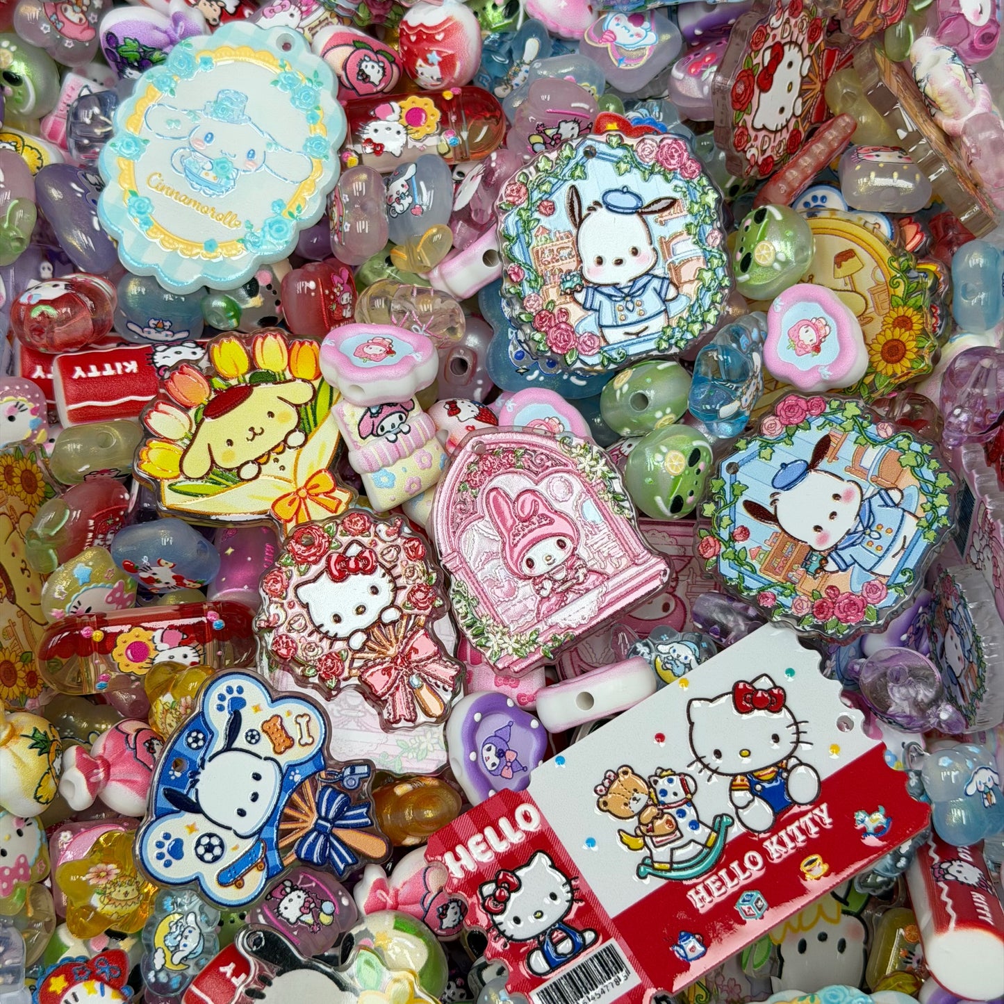 Acrylic beads-Colorful Sanrio(for phone chains, beadable pens, keychains)