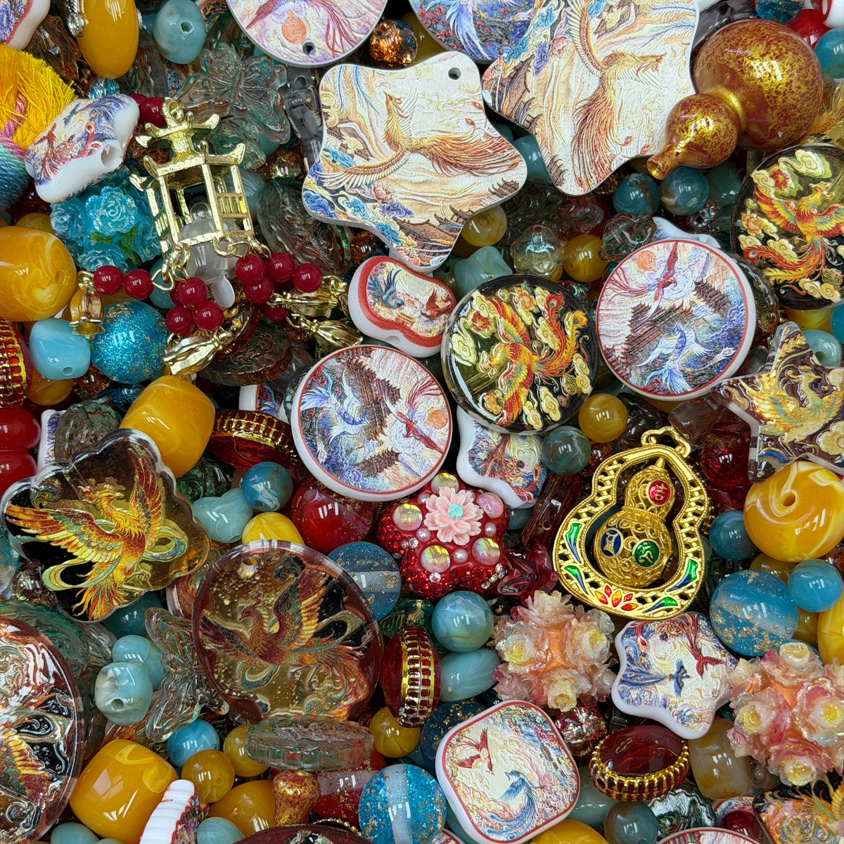 Acrylic beads-Phoenix Dance(for phone chains, beadable pens, keychains)