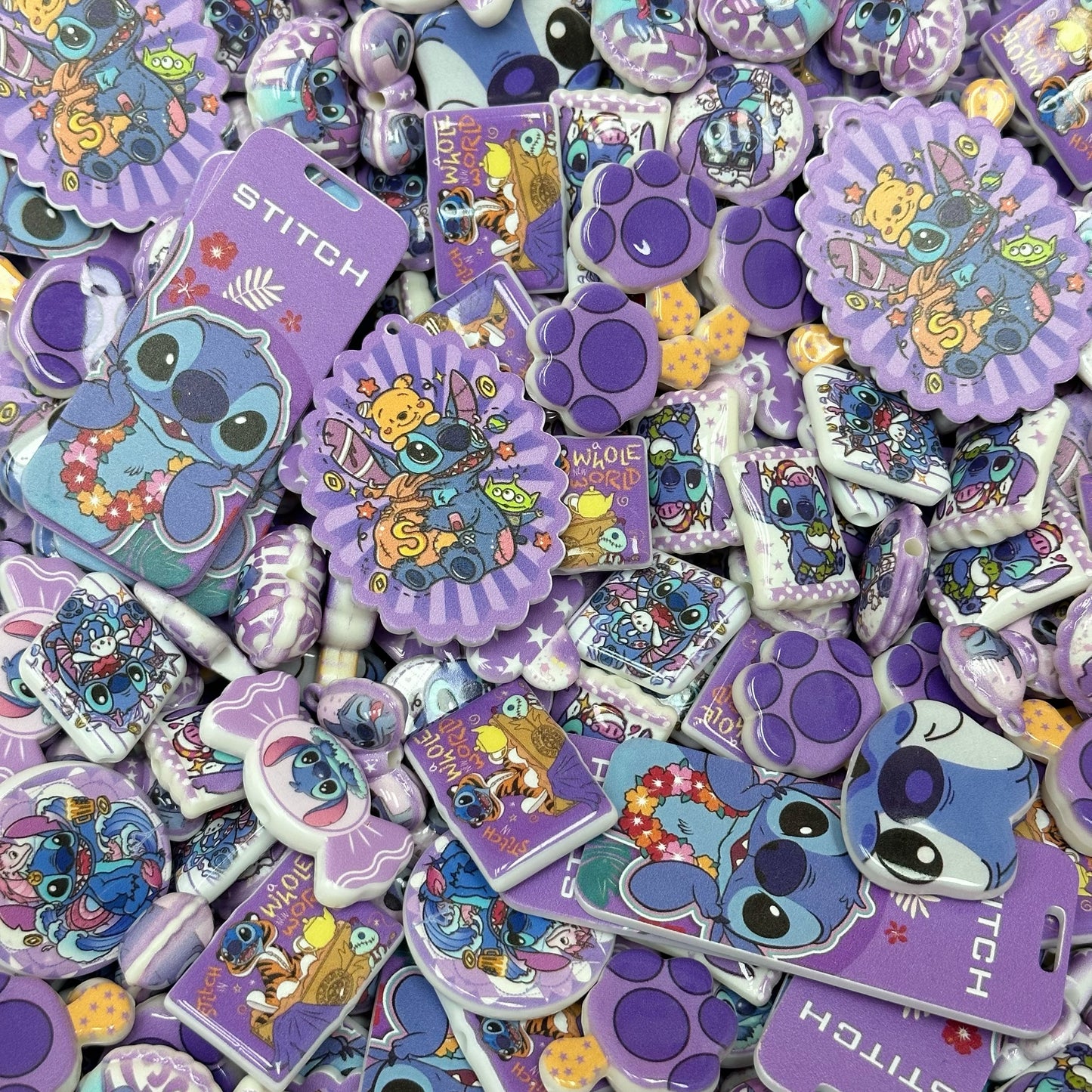 Acrylic beads-Purple Stitch(for phone chains, beadable pens, keychains)