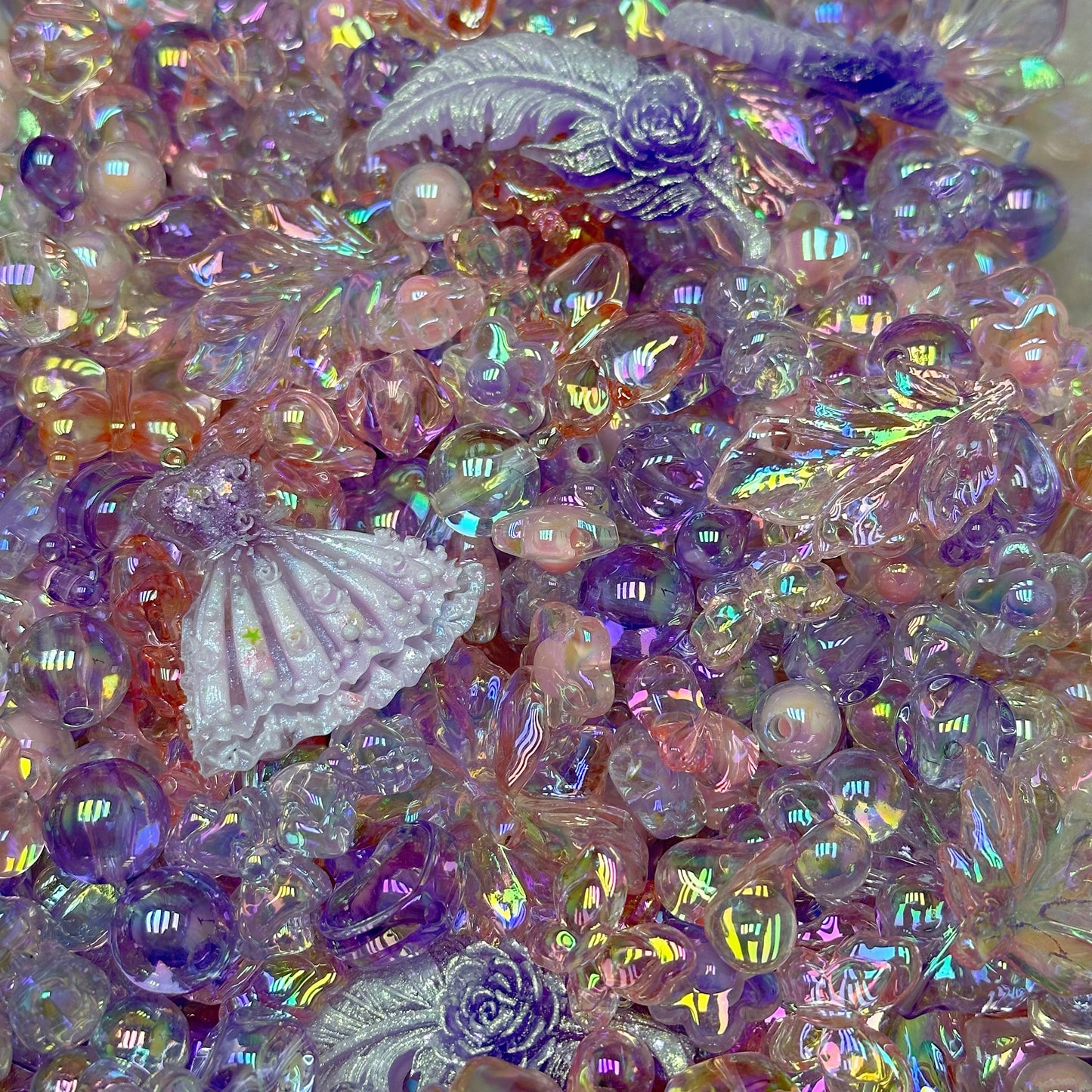 Acrylic beads – Pink & Purple Dance for beadable pens, keychains, phone chains