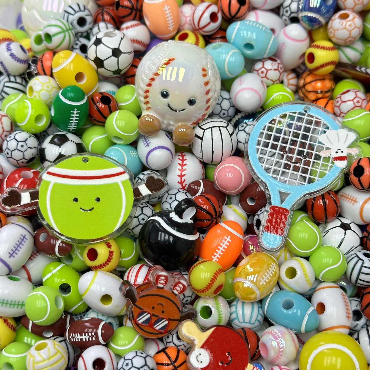 Acrylic beads – Sports for beadable pens, keychains, phone chains