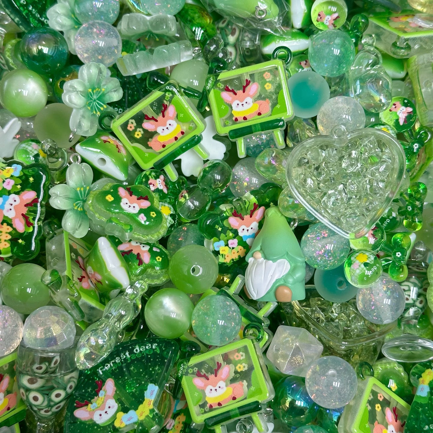 Acrylic beads-Green Forest Deer (for phone chains, beadable pens, keychains)