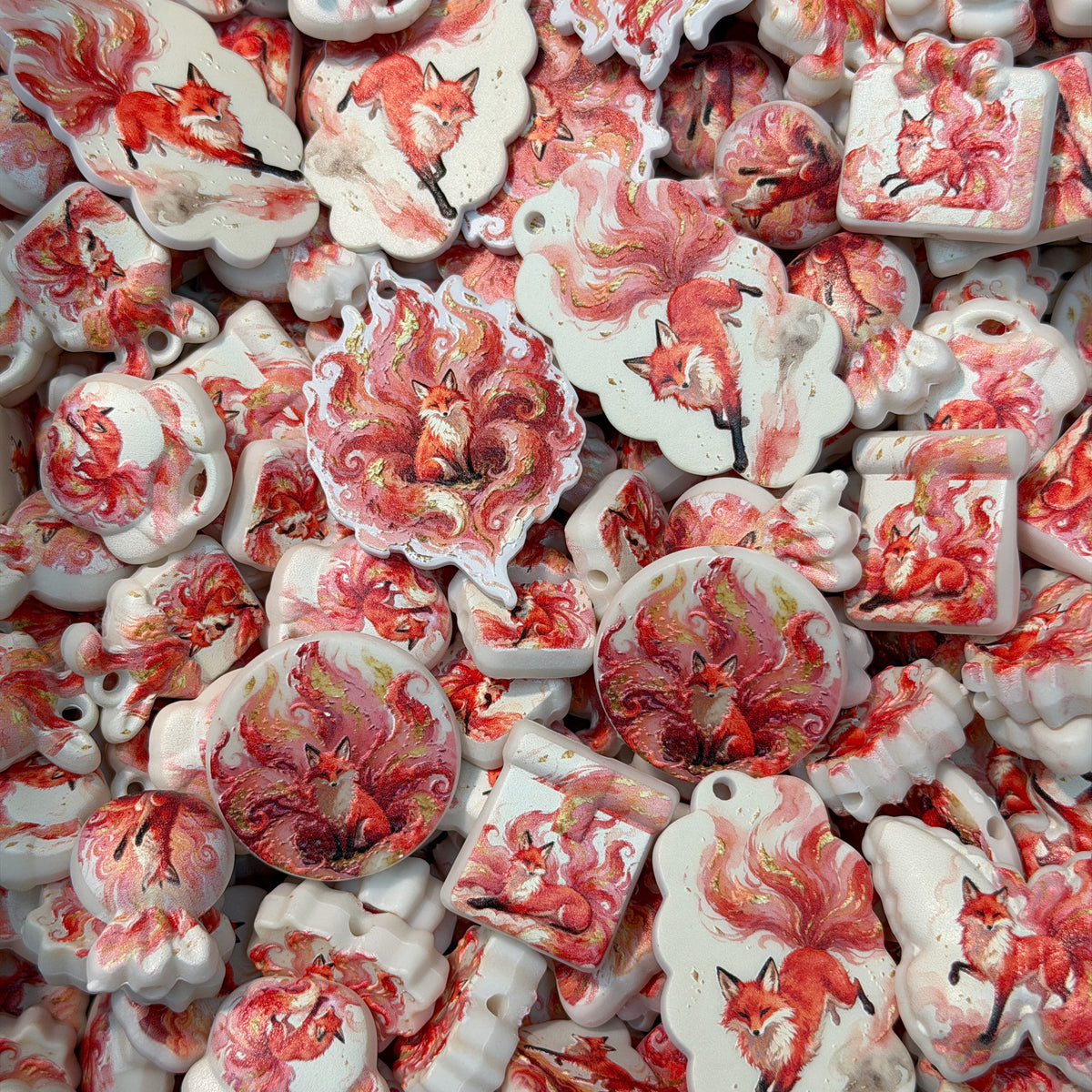 (BOGO)Acrylic beads-Red Nine-Tailed Fox(for phone chains, beadable pens, keychains)