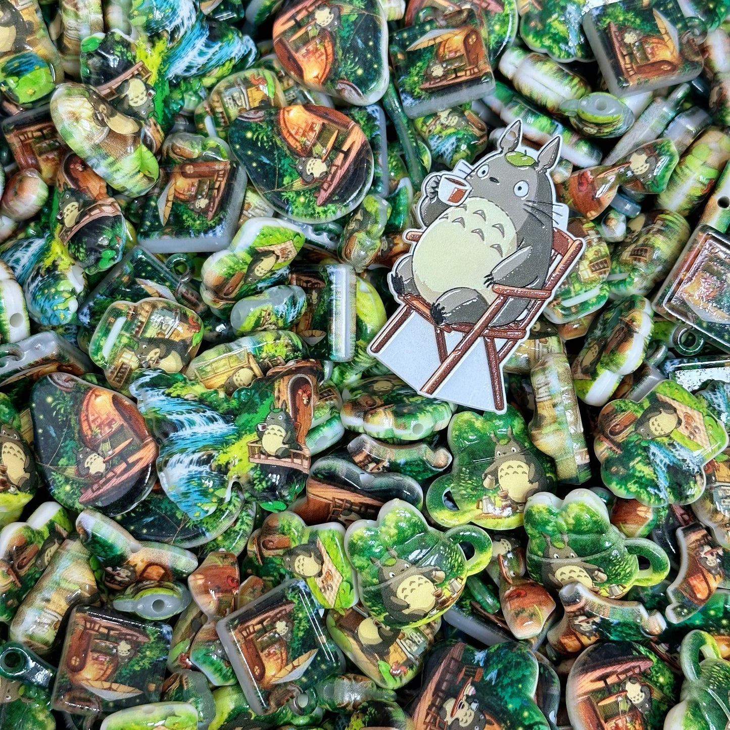 Acrylic beads-Totoro Coffee Time (for phone chains, beadable pens, keychains)