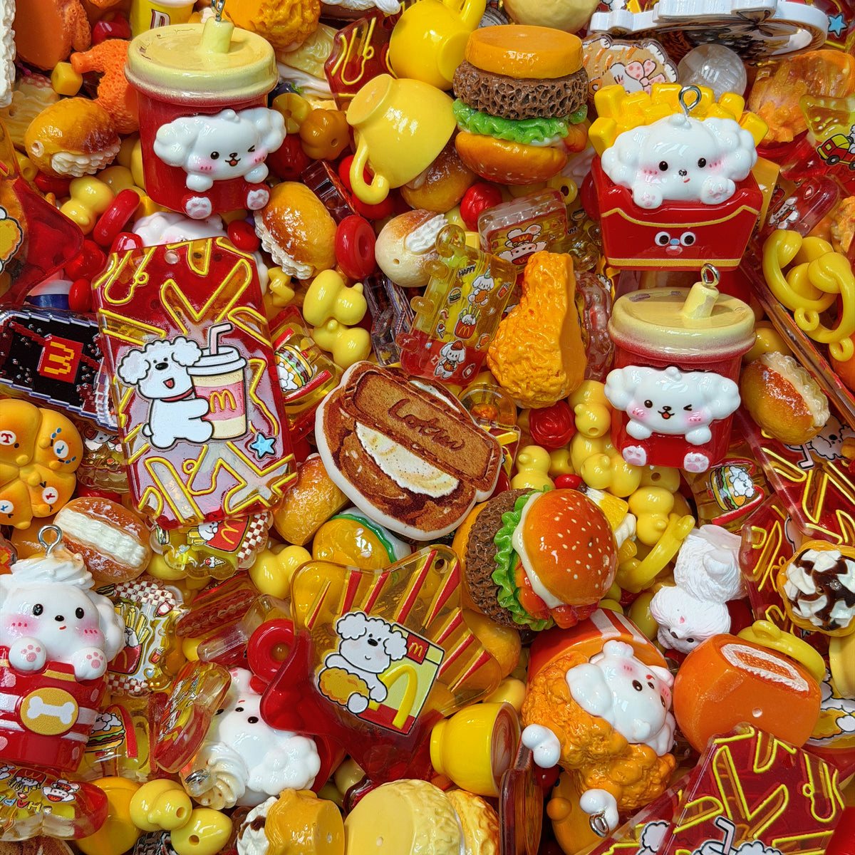Acrylic beads-Burger White Dog(for phone chains, beadable pens, keychains)