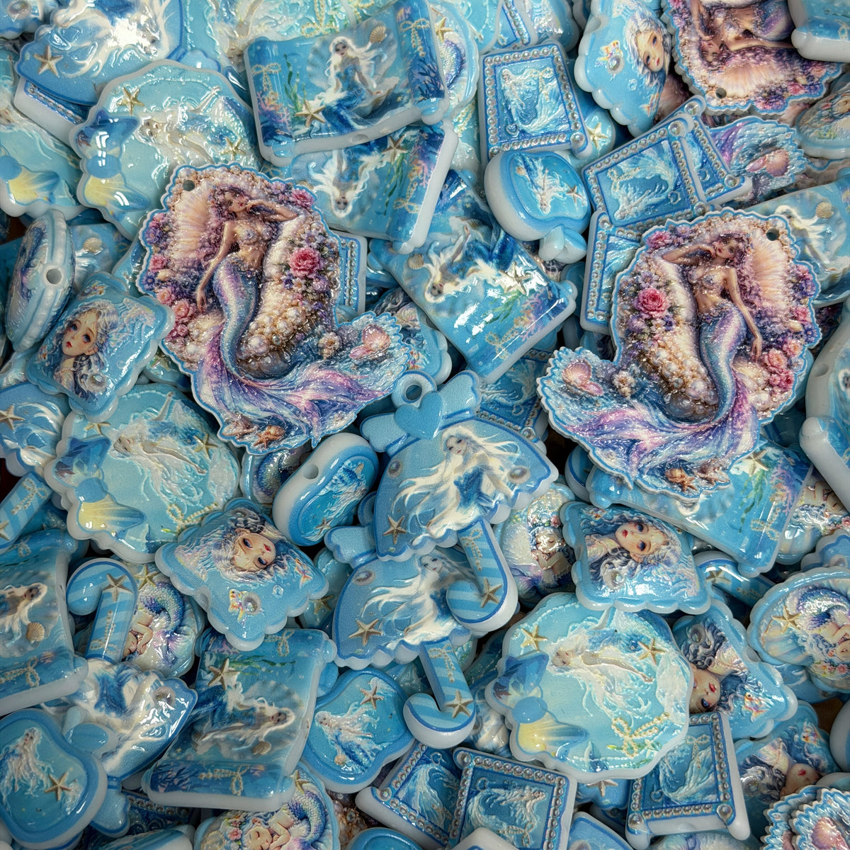Acrylic beads-Blue Mermaid(for phone chains, beadable pens, keychains)