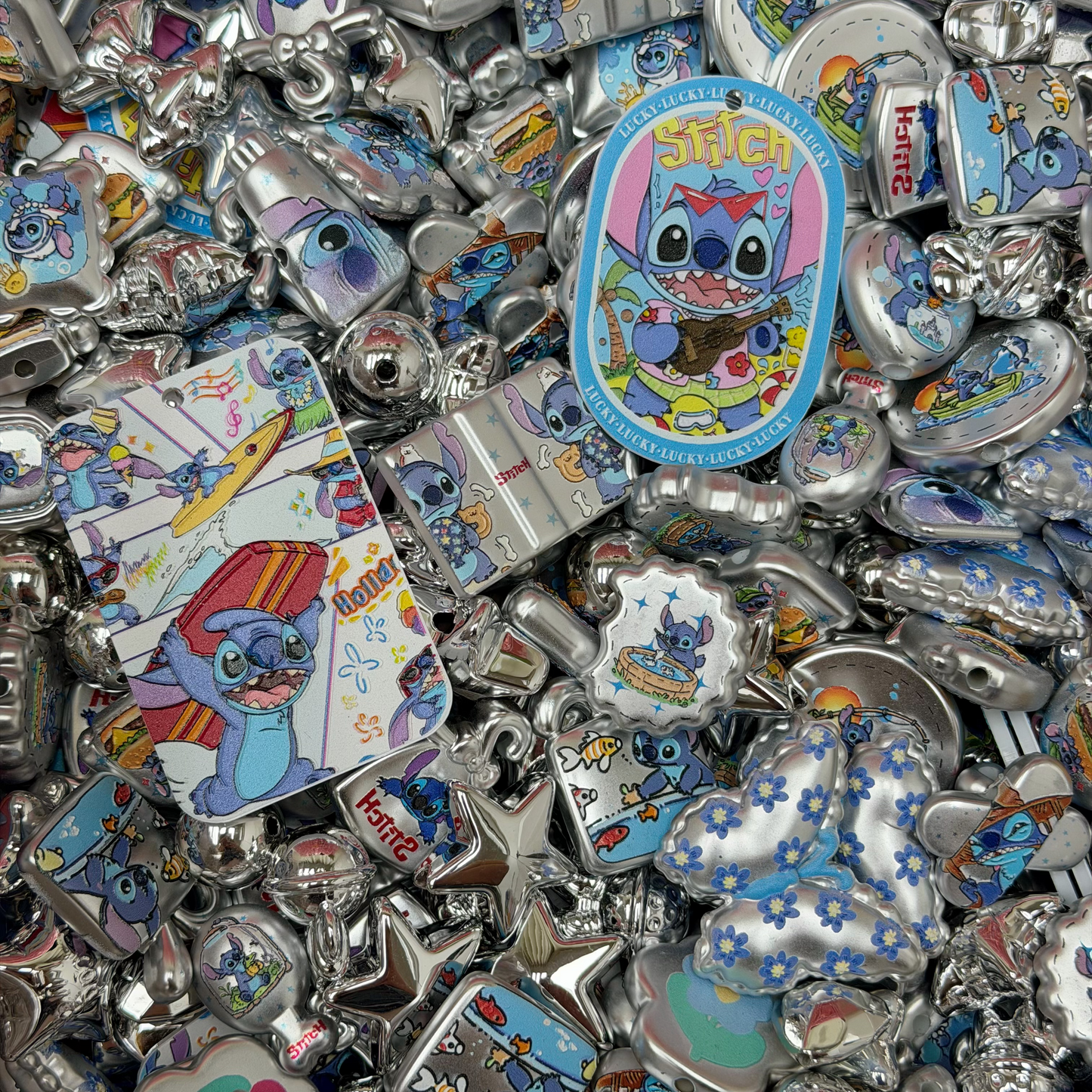 Acrylic beads-Silver Stitch(for phone chains, beadable pens, keychains)