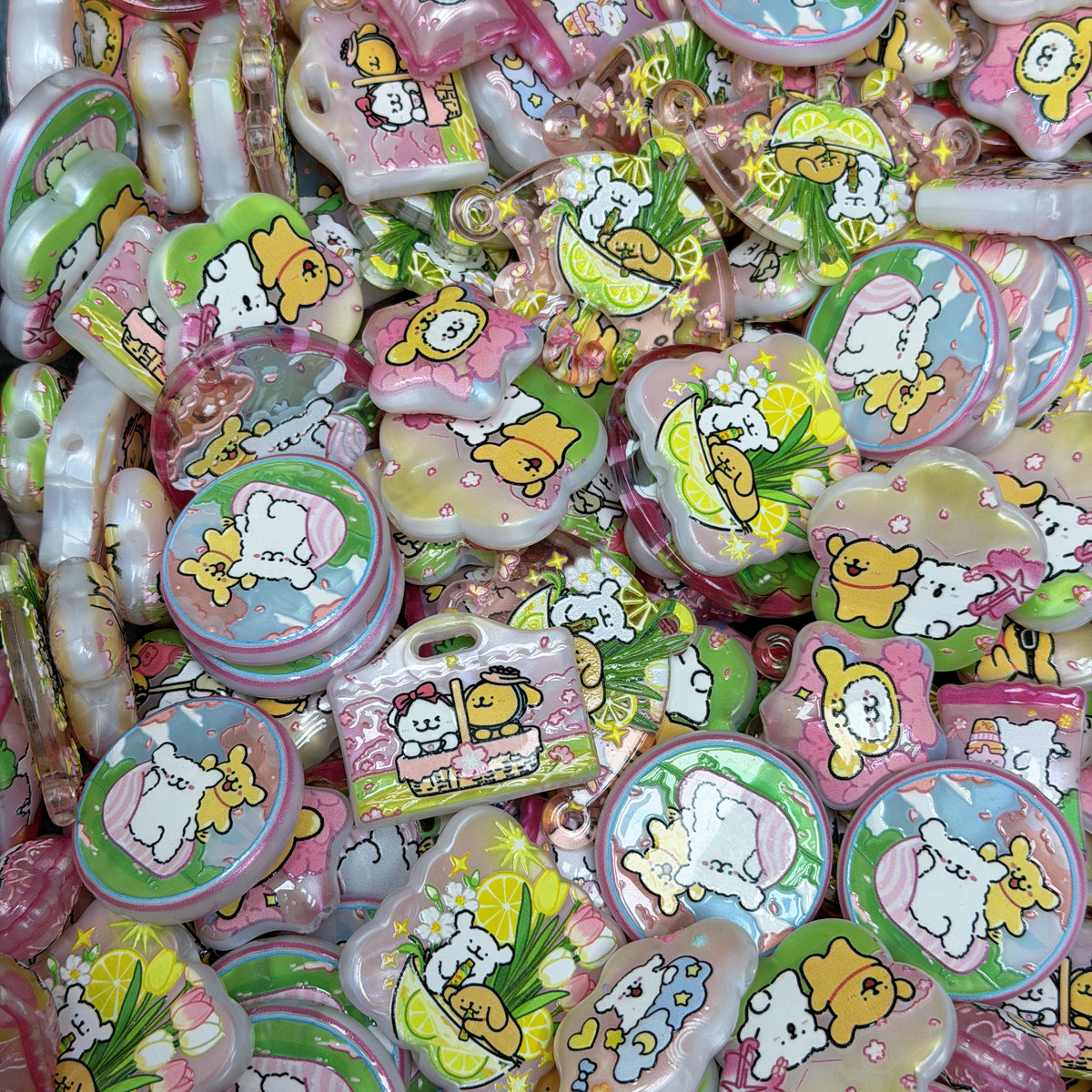 Acrylic beads- Line Art Puppy(for phone chains, beadable pens, keychains)