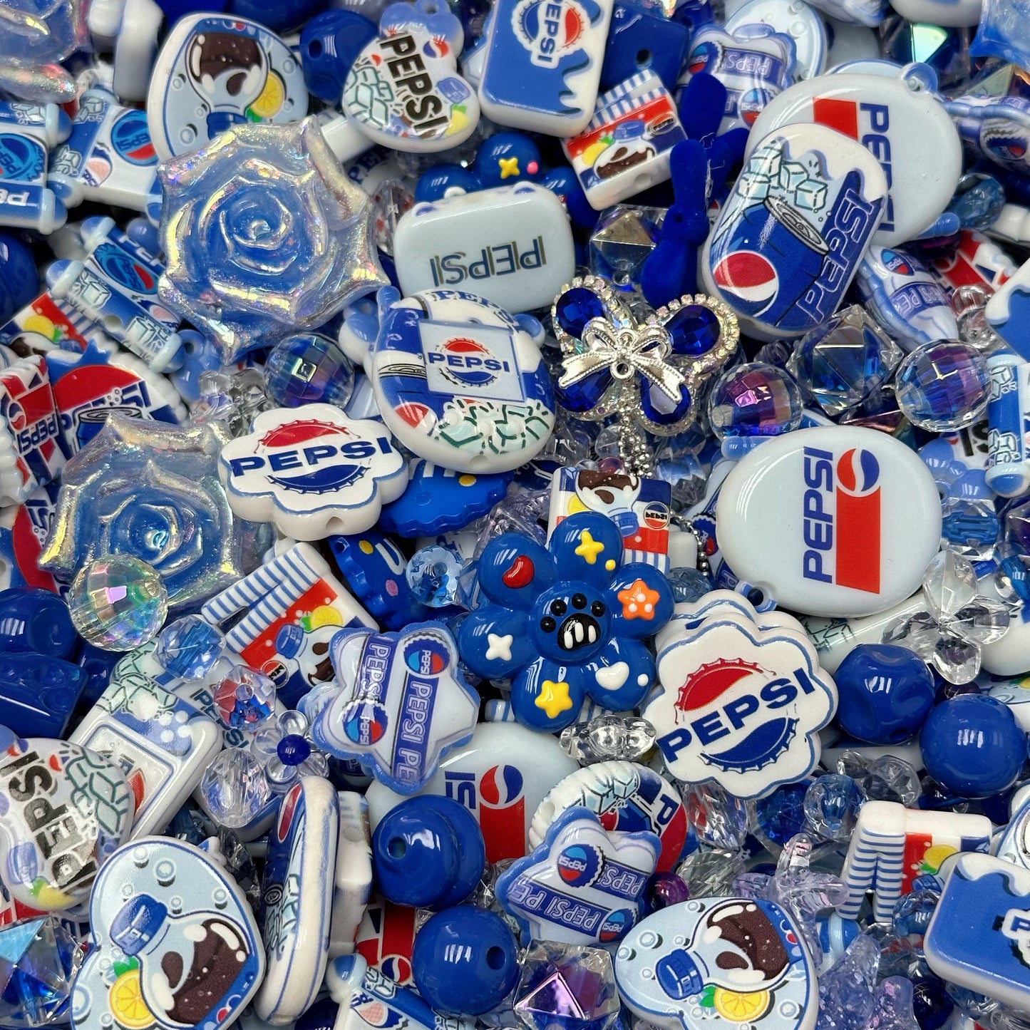 Acrylic beads-Pepsi (for phone chains, beadable pens, keychains)