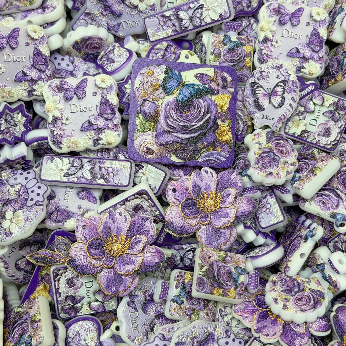 Acrylic beads-Purple Butterfly Blossom Dier(for phone chains, beadable pens, keychains)