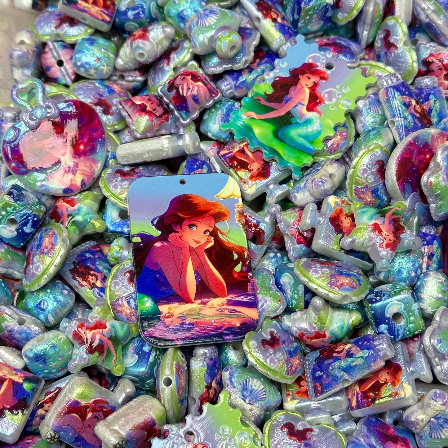 Acrylic beads – Mermaid Ariel for beadable pens, keychains, phone chains