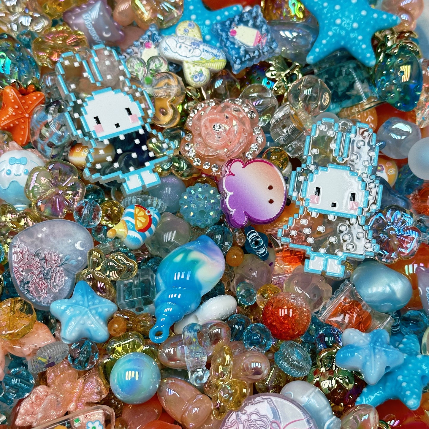 Acrylic beads-Ice Orange Romance(for phone chains, beadable pens, keychains)