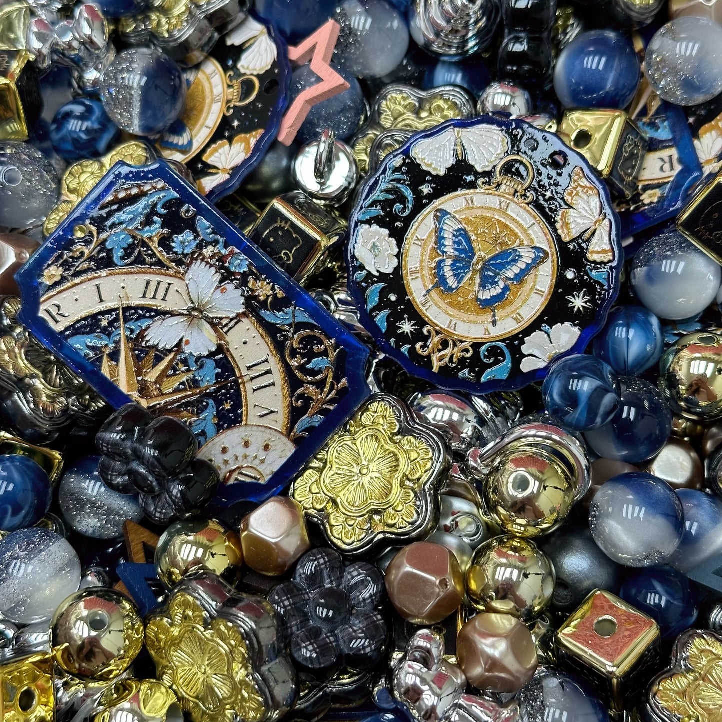 Acrylic beads-Golden Time (for phone chains, beadable pens, keychains)