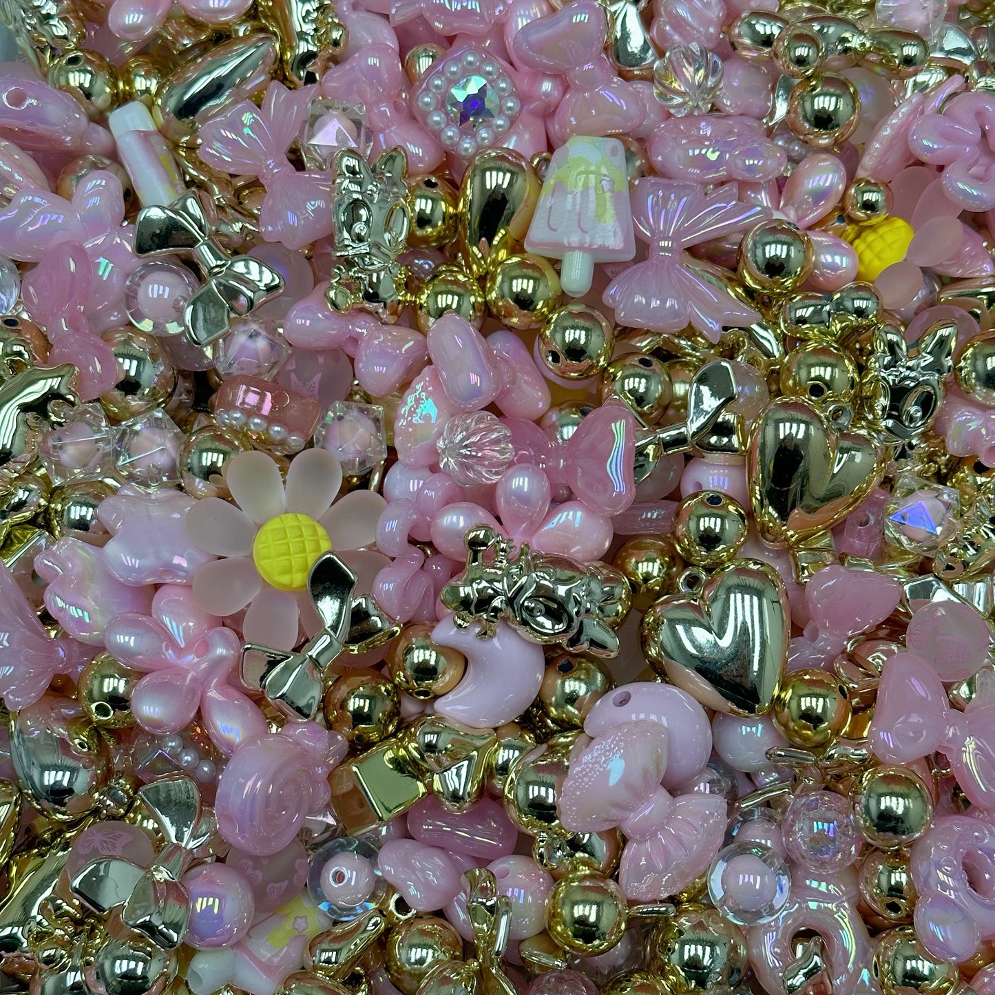 Acrylic beads – Golden Pink for beadable pens, keychains, phone chains