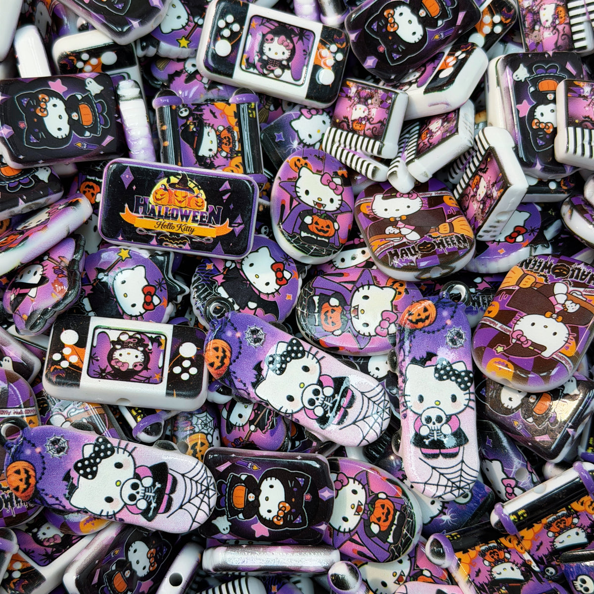 Acrylic beads- Halloween Kitty(for phone chains, beadable pens, keychains)