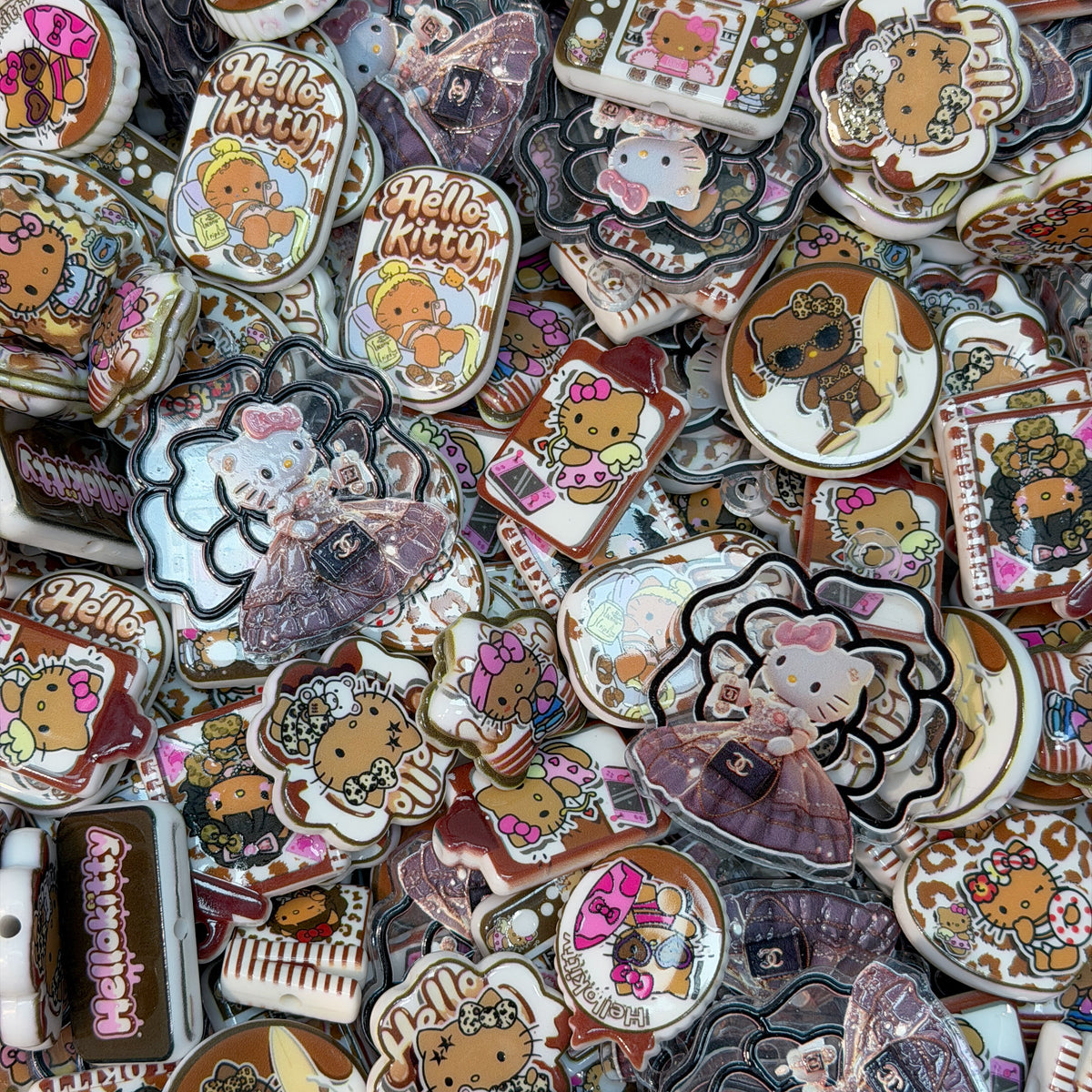 Acrylic beads-Leopard Kitty(for phone chains, beadable pens, keychains)