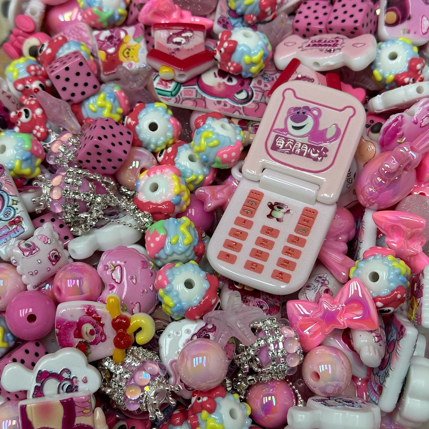 (New)Acrylic beads – Lotso Bear for beadable pens, keychains, phone chains