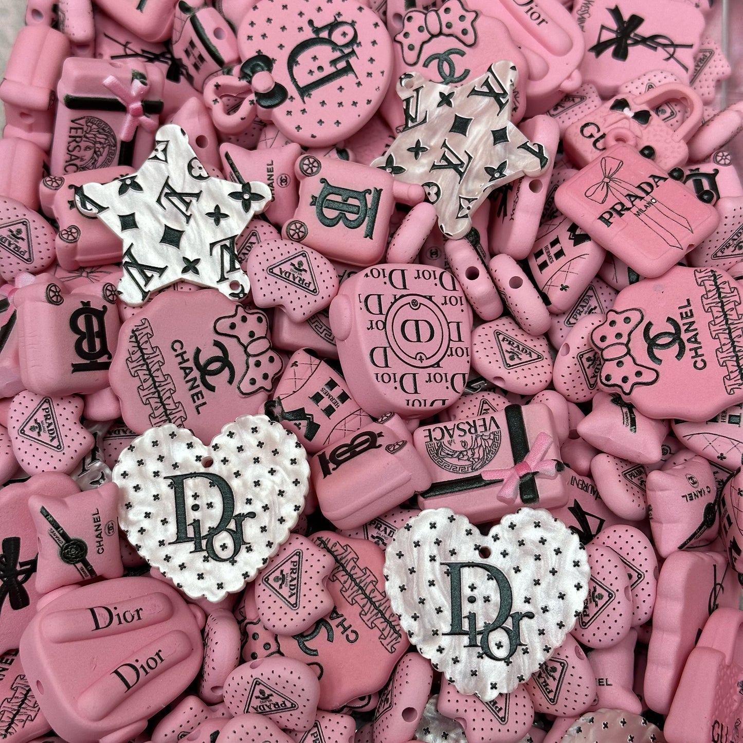 Acrylic beads – Pink Logo Crush for beadable pens, keychains, phone chains