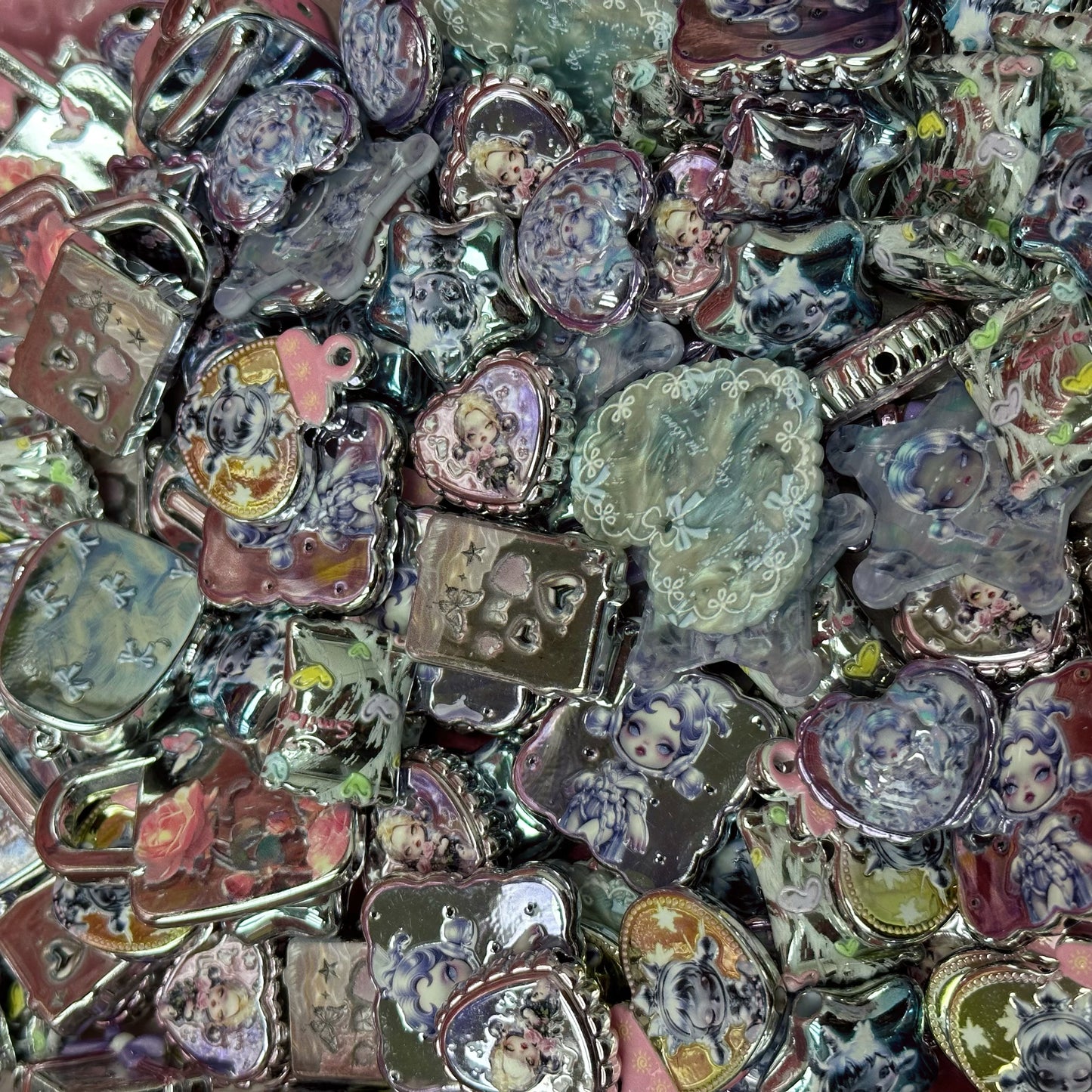 Acrylic beads – Silver SP for beadable pens, keychains, phone chains