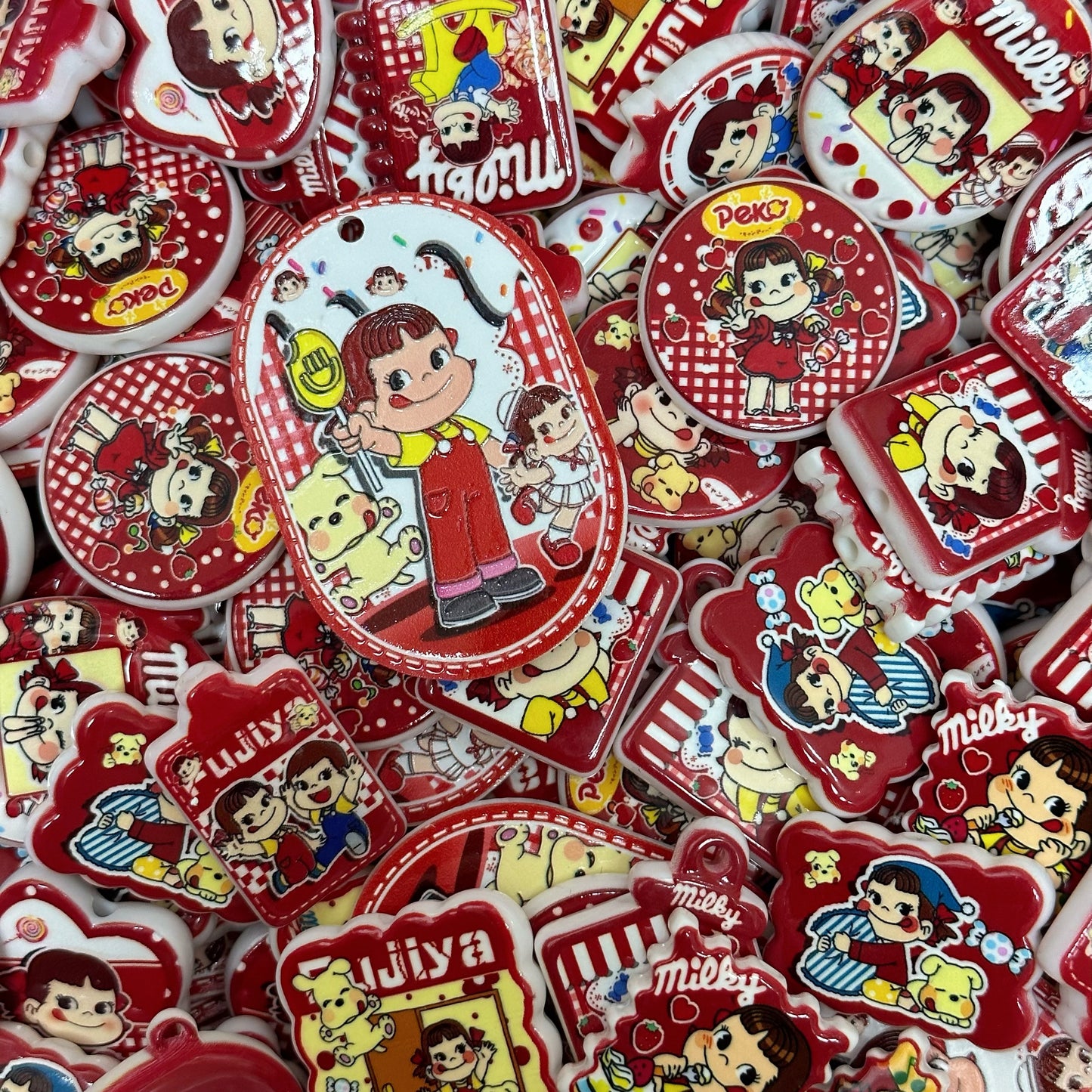 Acrylic beads-Red Mikky (for phone chains, beadable pens, keychains)