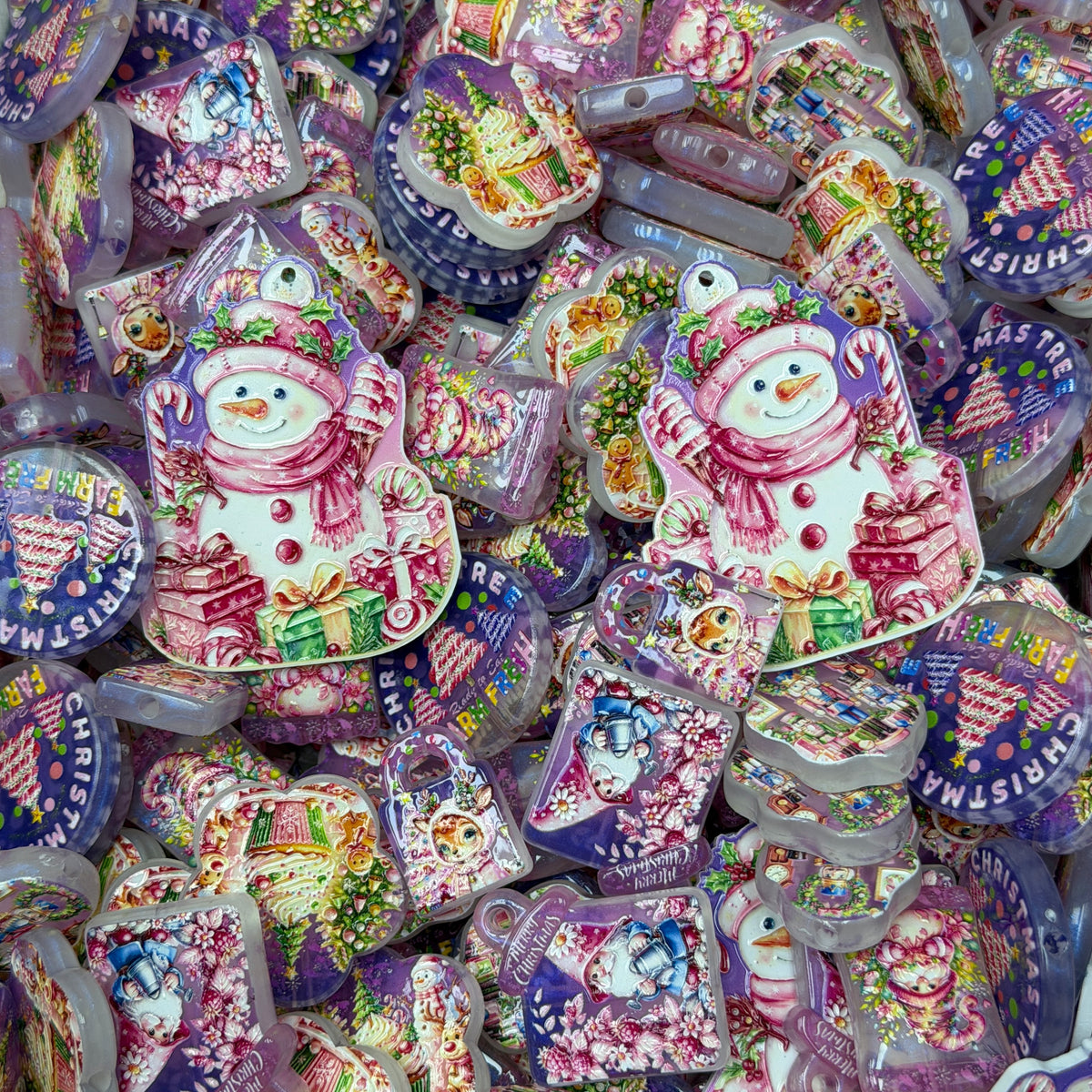 Acrylic beads- Snowman(for phone chains, beadable pens, keychains)