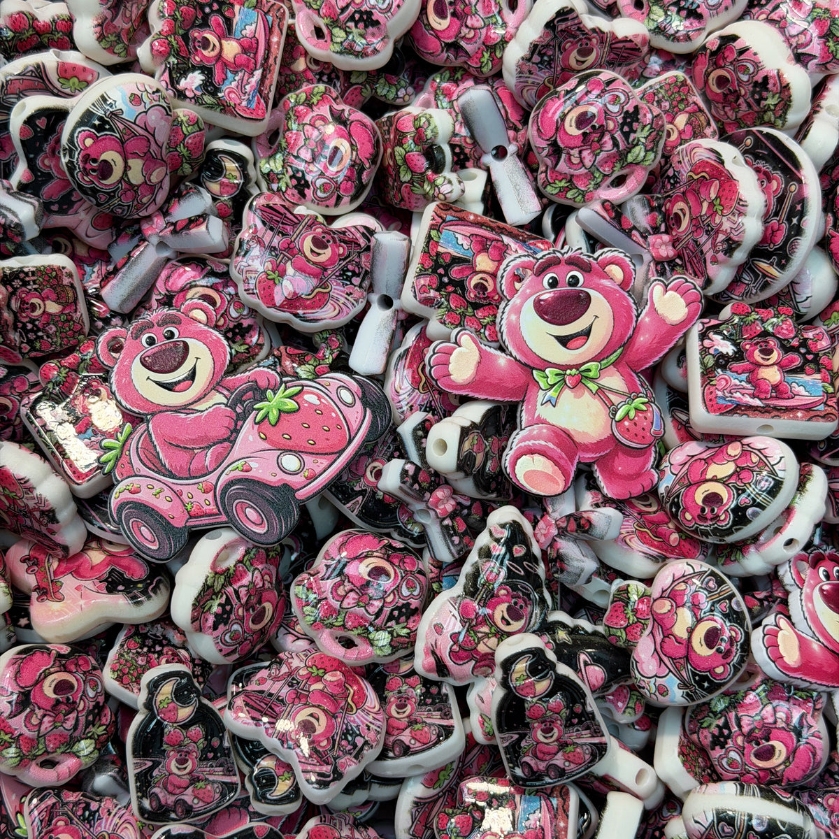 Acrylic beads-Strawberry Bear(for phone chains, beadable pens, keychains)