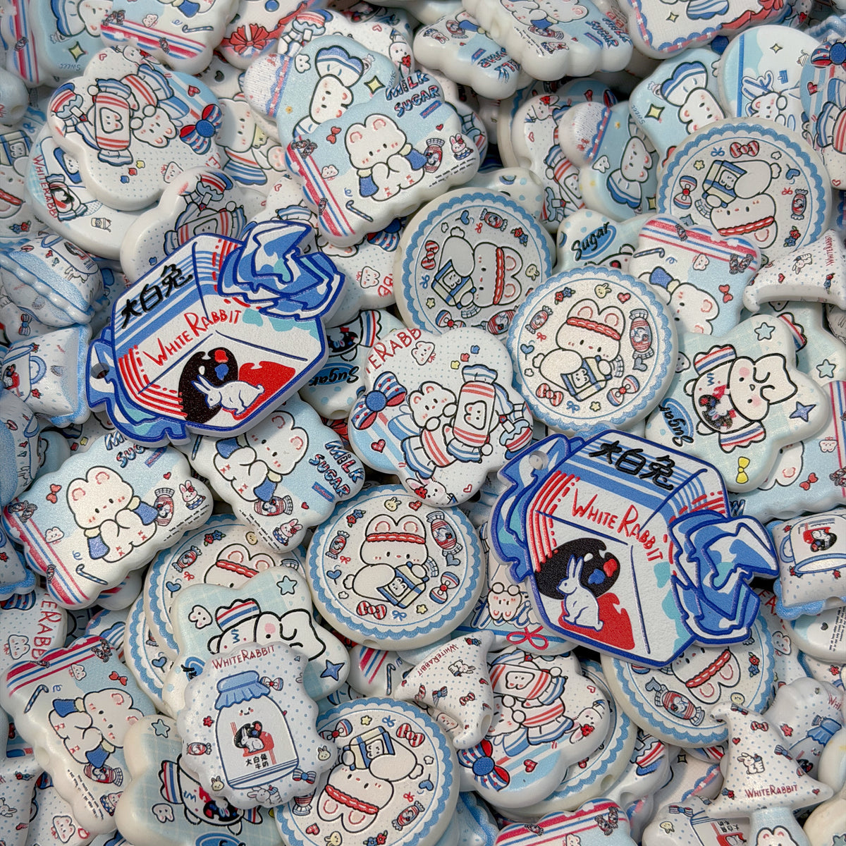 (BOGO)Acrylic beads-White Rabbit Sugar(for phone chains, beadable pens, keychains)