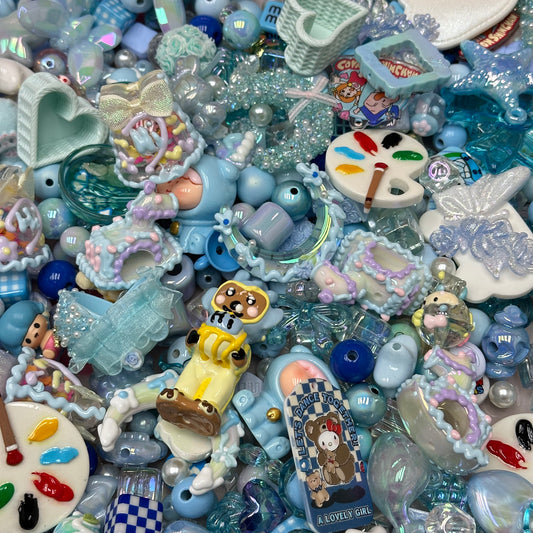 Acrylic beads-Dream Blue Sparkles (for beadable pens, keychains, phone chains)