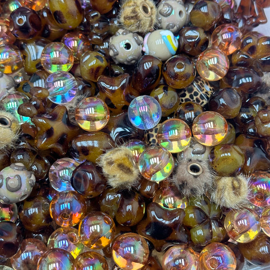 Acrylic beads- Leopard Amber (for keychains,beadable pens, phone chains)