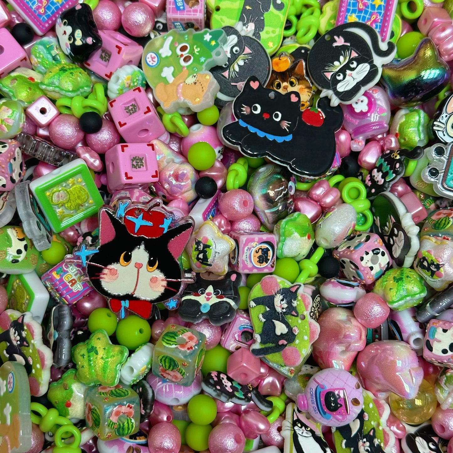 Acrylic beads-Fruit Kitty (for phone chains, beadable pens, keychains)