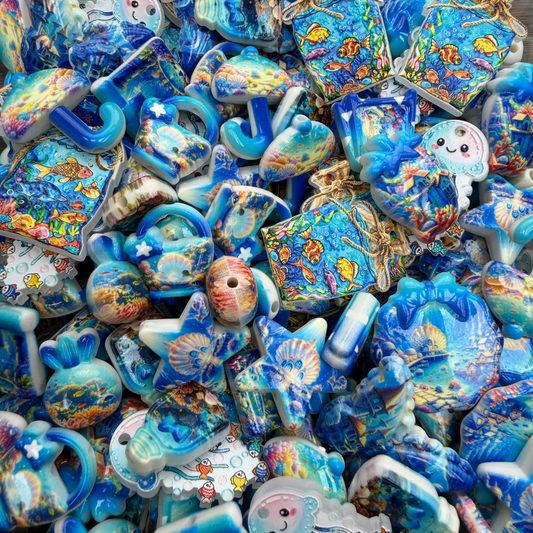 Acrylic beads-Blue Message Bottle(for phone chains, beadable pens, keychains)