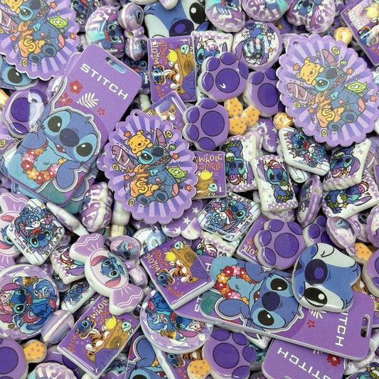 Acrylic beads-Purple Stitch(for phone chains, beadable pens, keychains)