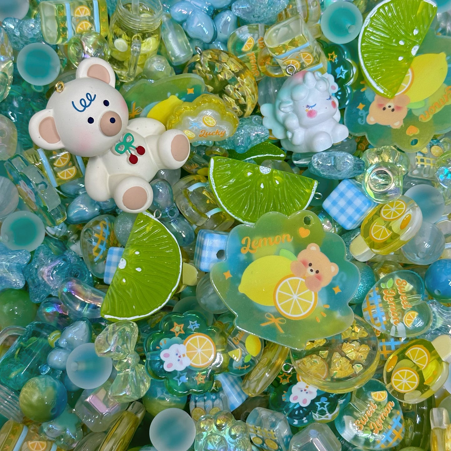 Acrylic beads-Ice Lemon Refresh(for phone chains, beadable pens, keychains)