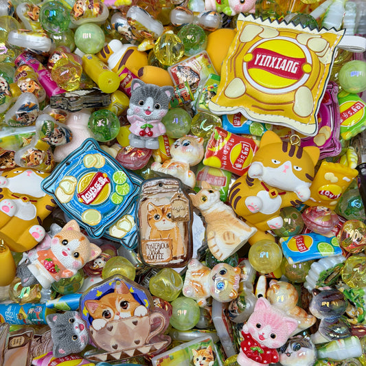 Acrylic beads-Cat & Chips(for phone chains, beadable pens, keychains)