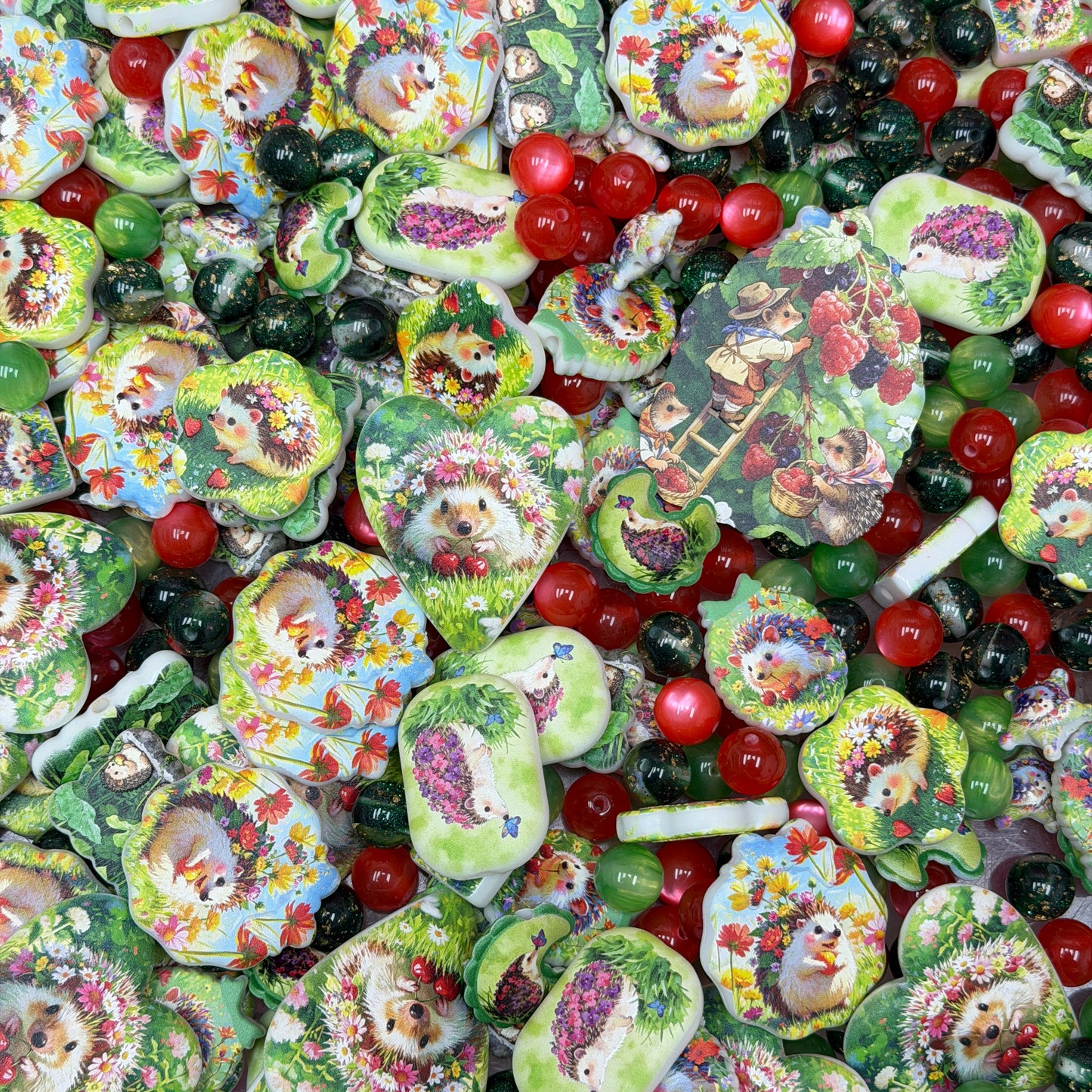 Acrylic beads-Cute Hedgehog(for phone chains, beadable pens, keychains)