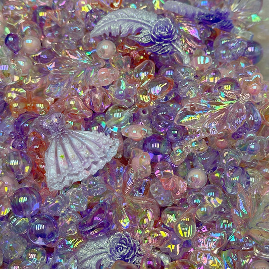 Acrylic beads – Pink & Purple Dance for beadable pens, keychains, phone chains