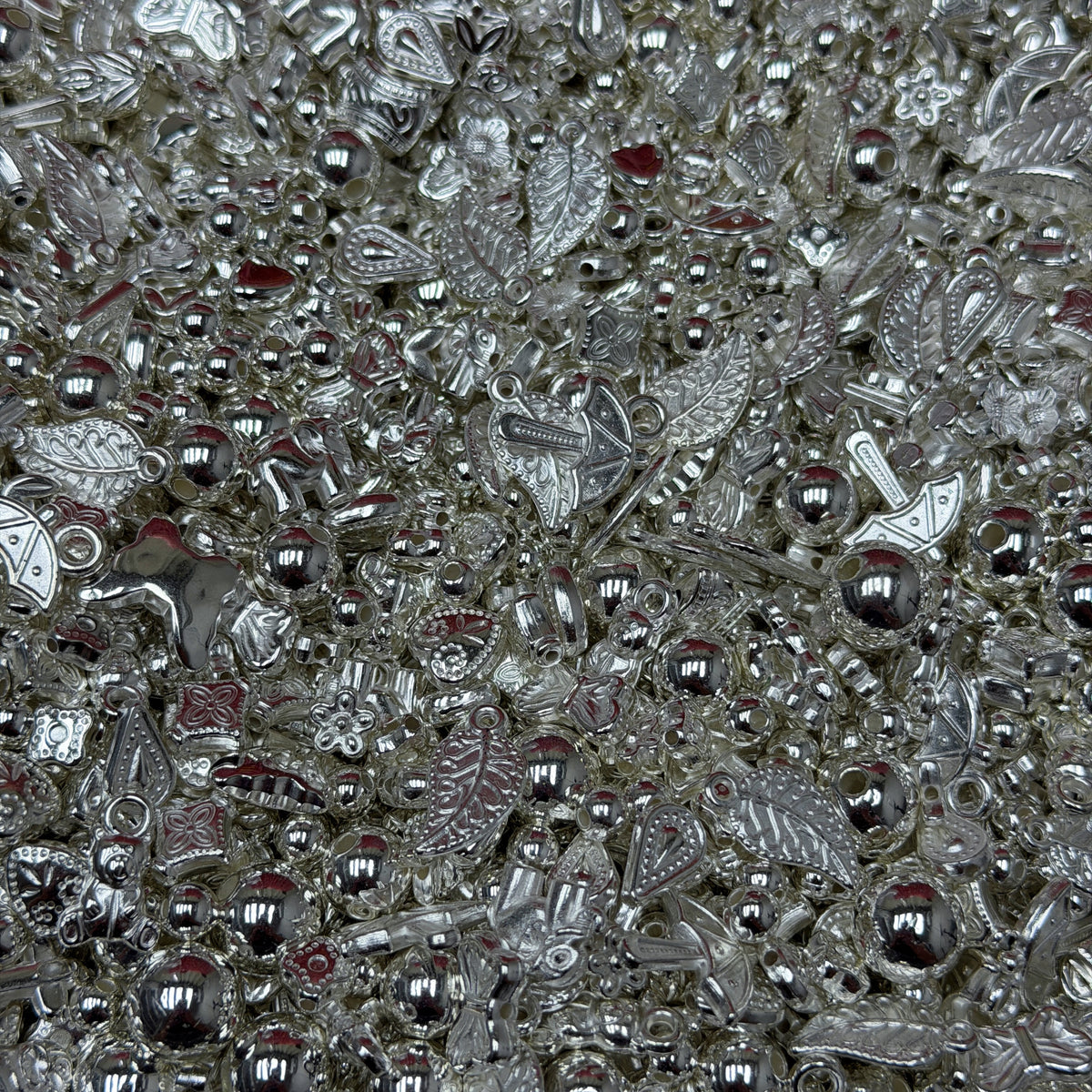Acrylic beads-Silver Spacer Beads(for phone chains, beadable pens, keychains)