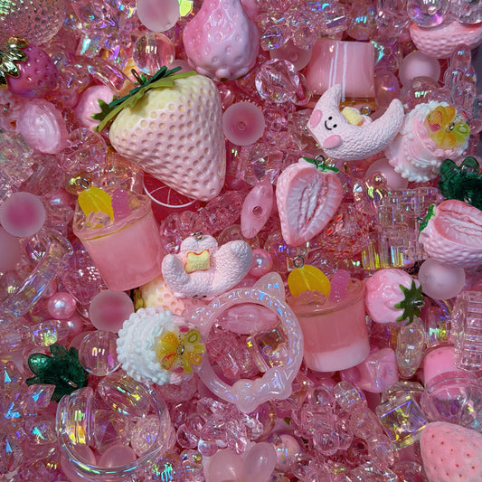Acrylic beads-Pink Strawberry Bubble(for phone chains, beadable pens, keychains)