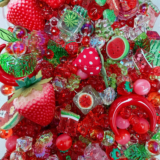 Acrylic beads-Icy Strawberry Watermelon(for phone chains, beadable pens, keychains)