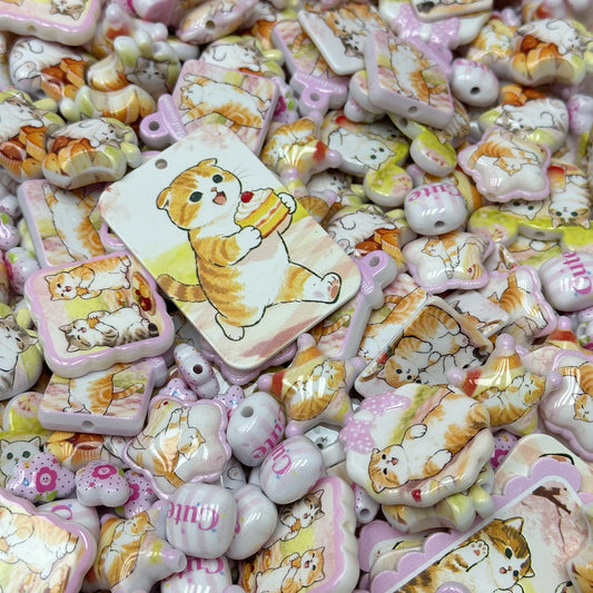 Acrylic beads – Kitty Cake Party for beadable pens, keychains, phone chains