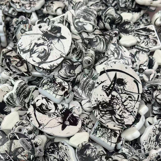 Acrylic beads – Black & White One Piece for beadable pens, keychains, phone chains