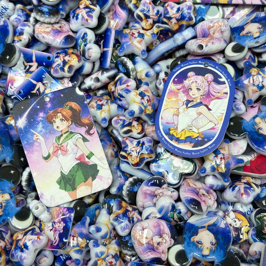 Acrylic beads – Blue Moon Warrior for beadable pens, keychains, phone chains