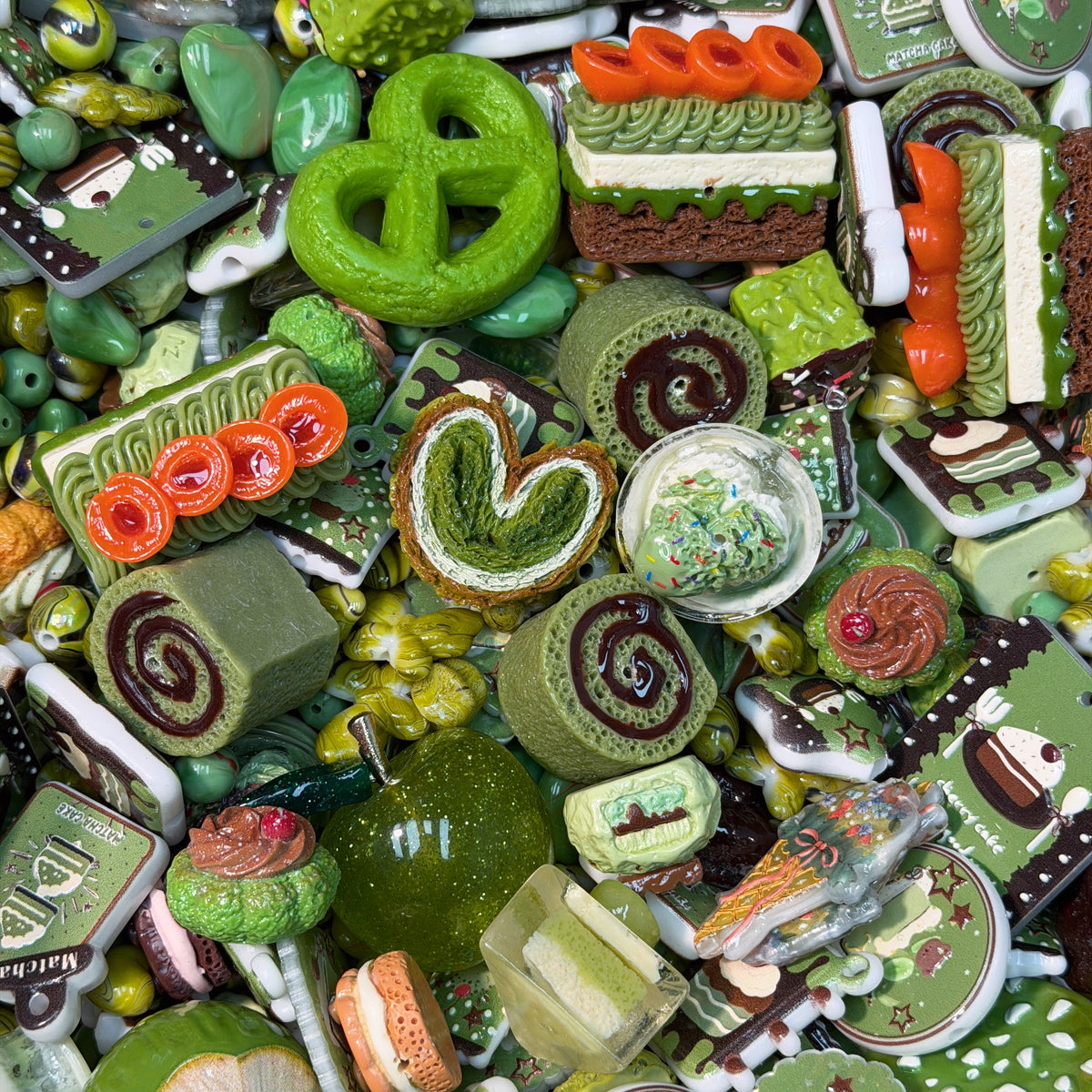 (BOGO) Acrylic beads-Green Matcha Cake(for phone chains, beadable pens, keychains)