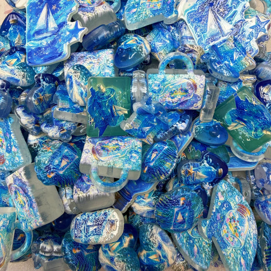 Acrylic beads-Blue Wish Bottle(for phone chains, beadable pens, keychains)