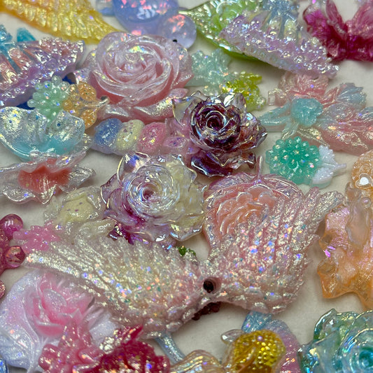 Glitter resin flower lucky game