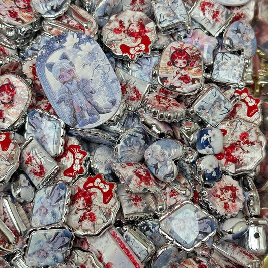 Acrylic beads-Silver Fox Dora Acrylic Beads (for beadable pens, keychains, phone chains)