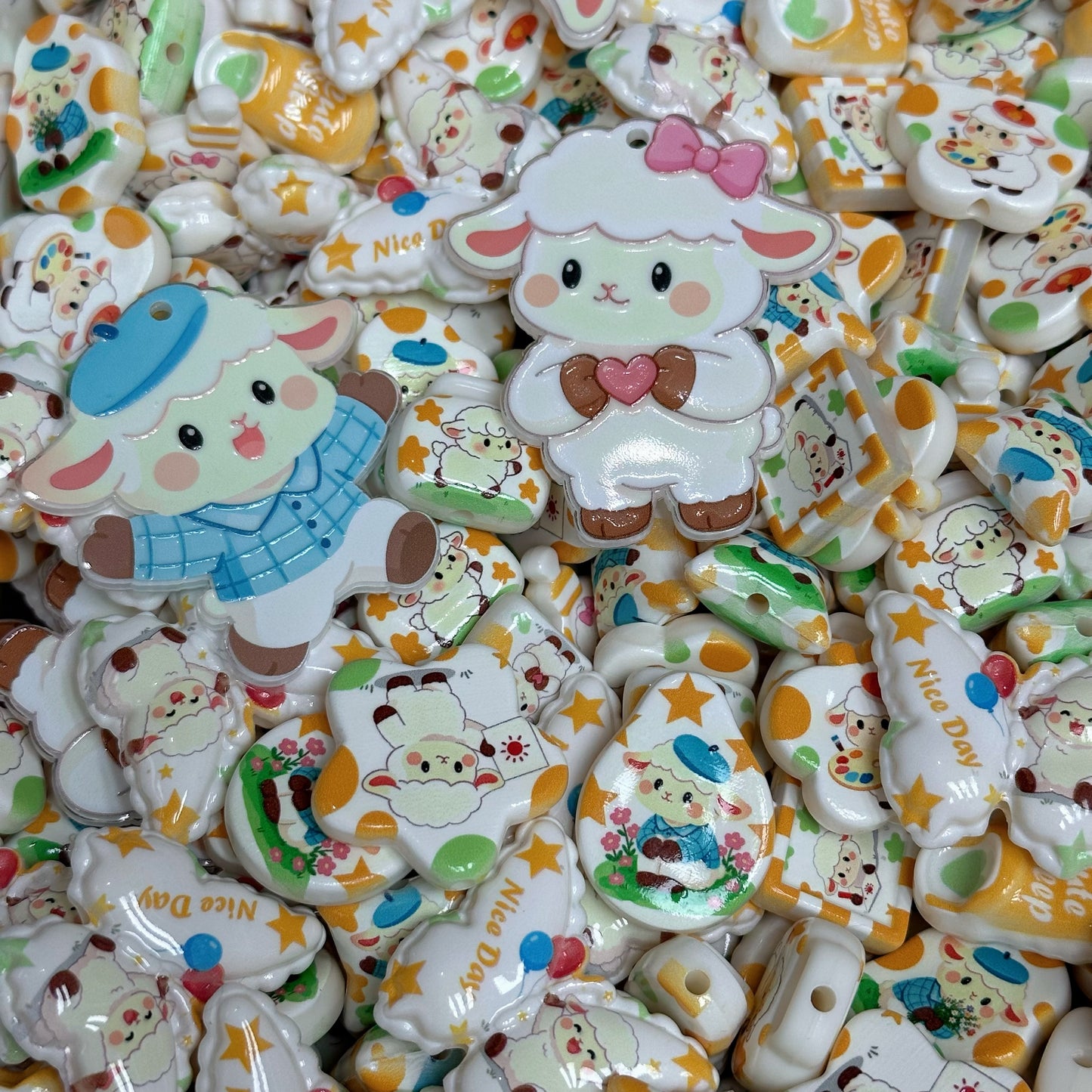 Acrylic beads-Cute Little Sheep(for phone chains, beadable pens, keychains)