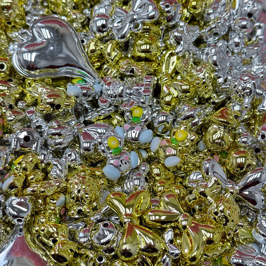 Acrylic beads – Golden and Silver for beadable pens, keychains, phone chains