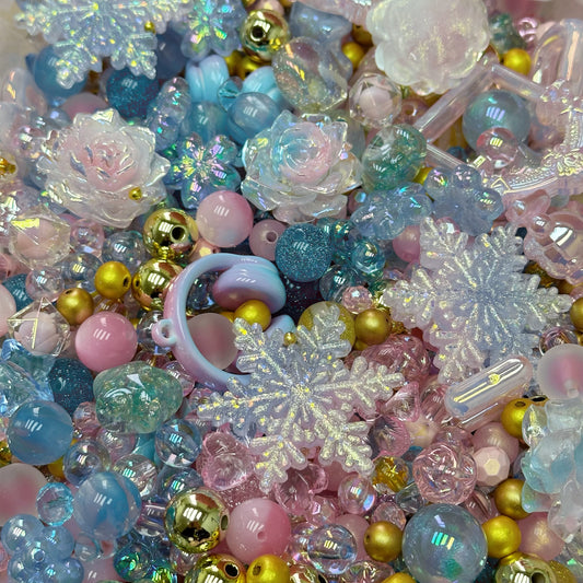 Acrylic beads –  Shimmer Pink & Blue for beadable pens, keychains, phone chains