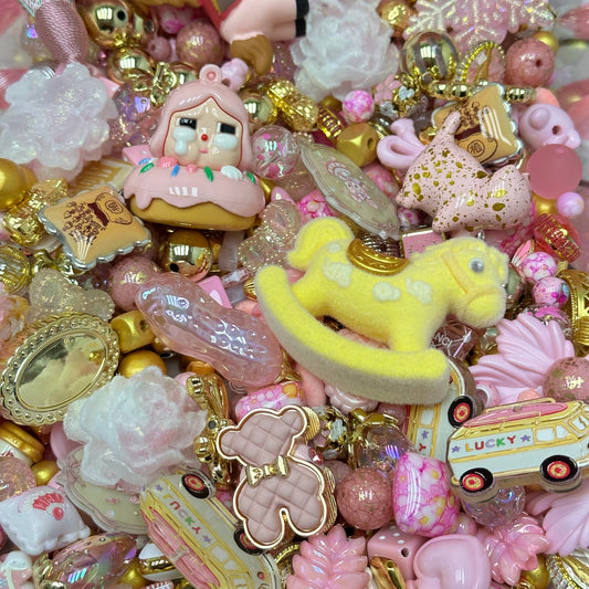 Acrylic beads – Lucky Gold & Pink Fortune for beadable pens, keychains, phone chains